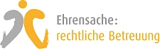 Das Logo Ehrensache: rechtliche Betreuung bestehend aus zwei Personen/zwei Herzhälften