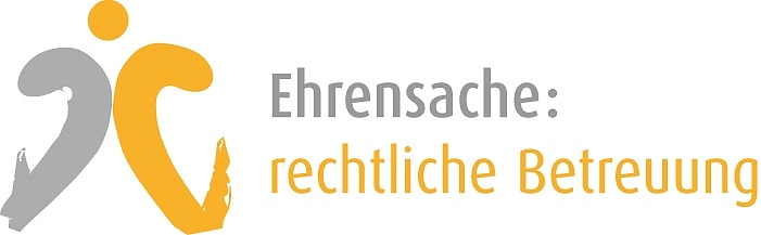 Das Logo Ehrensache: rechtliche Betreuung bestehend aus zwei Personen/zwei Herzhälften